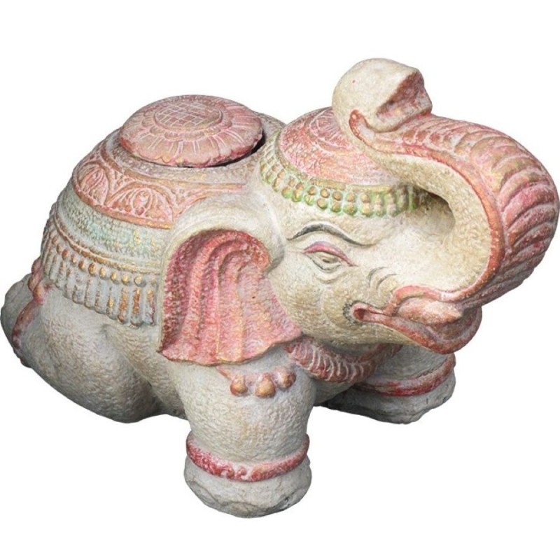 Elefante da giardino dipinto a mano come base per ombrellone e supporto per bandiera